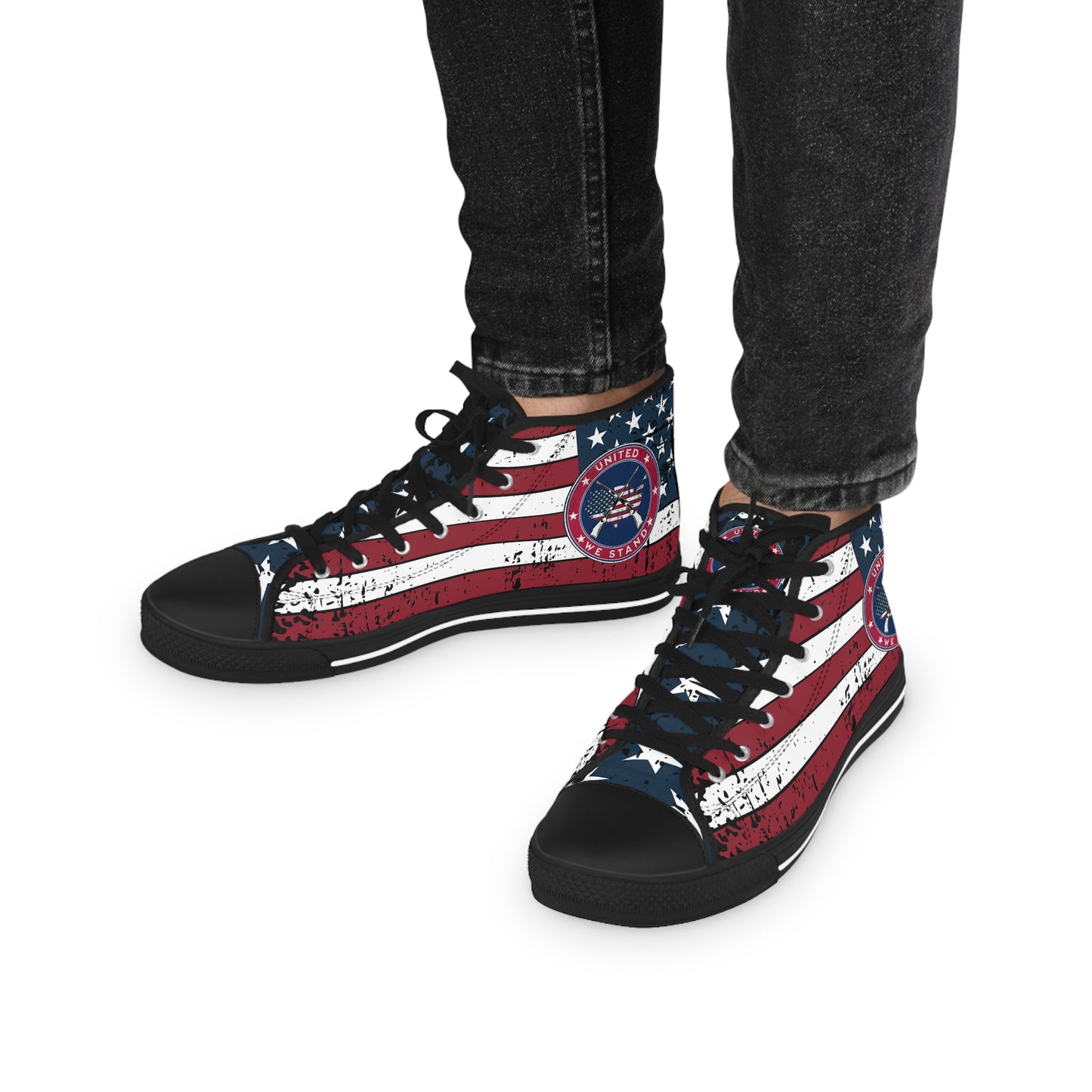 Patriotic "United We Stand" Men's High Top Sneakers