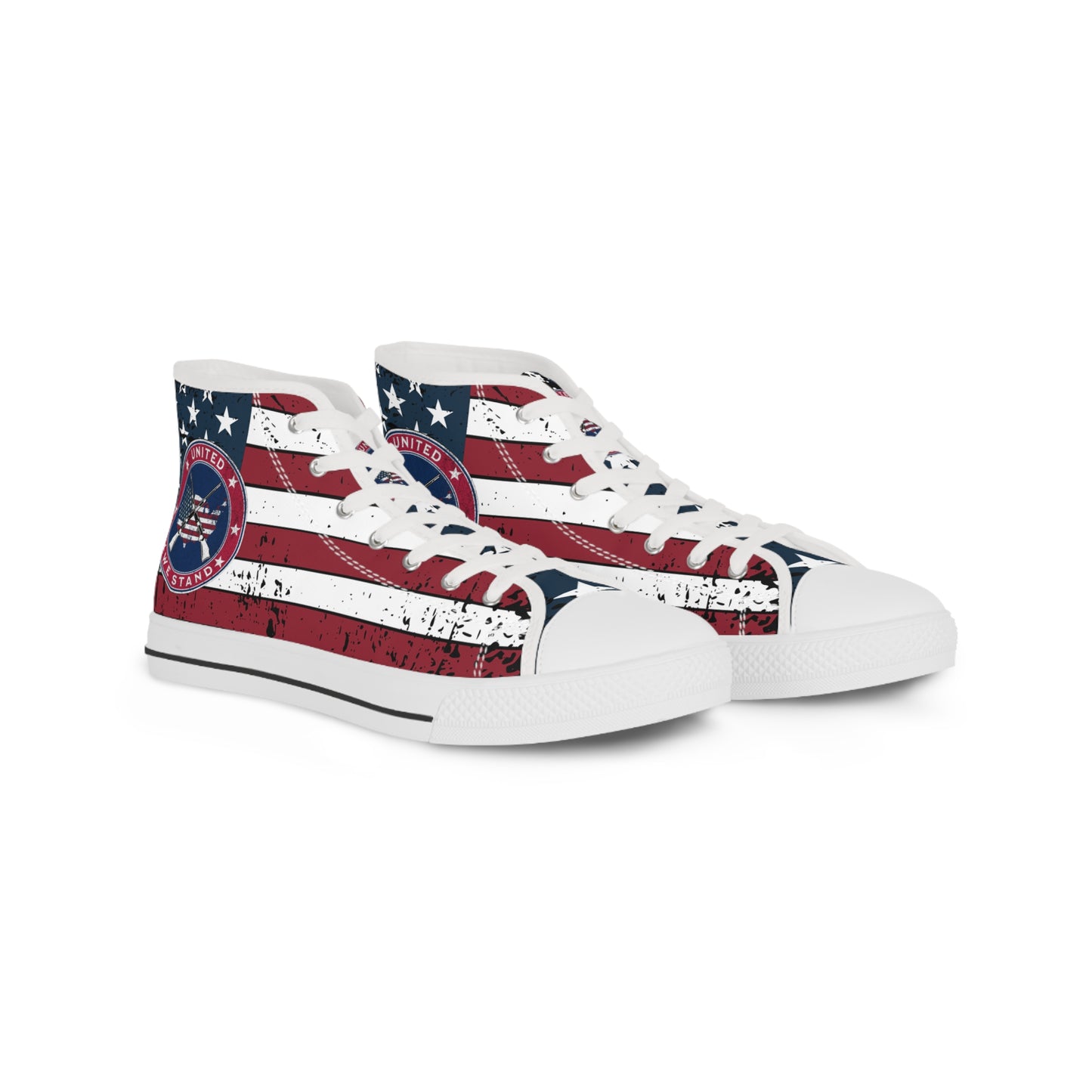 Patriotic "United We Stand" Men's High Top Sneakers