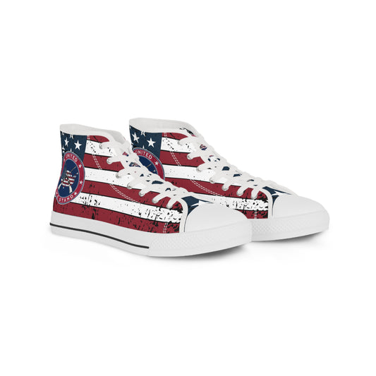 Patriotic "United We Stand" Men's High Top Sneakers