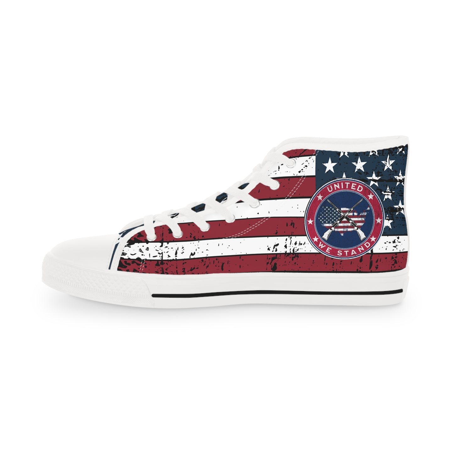 Patriotic "United We Stand" Men's High Top Sneakers