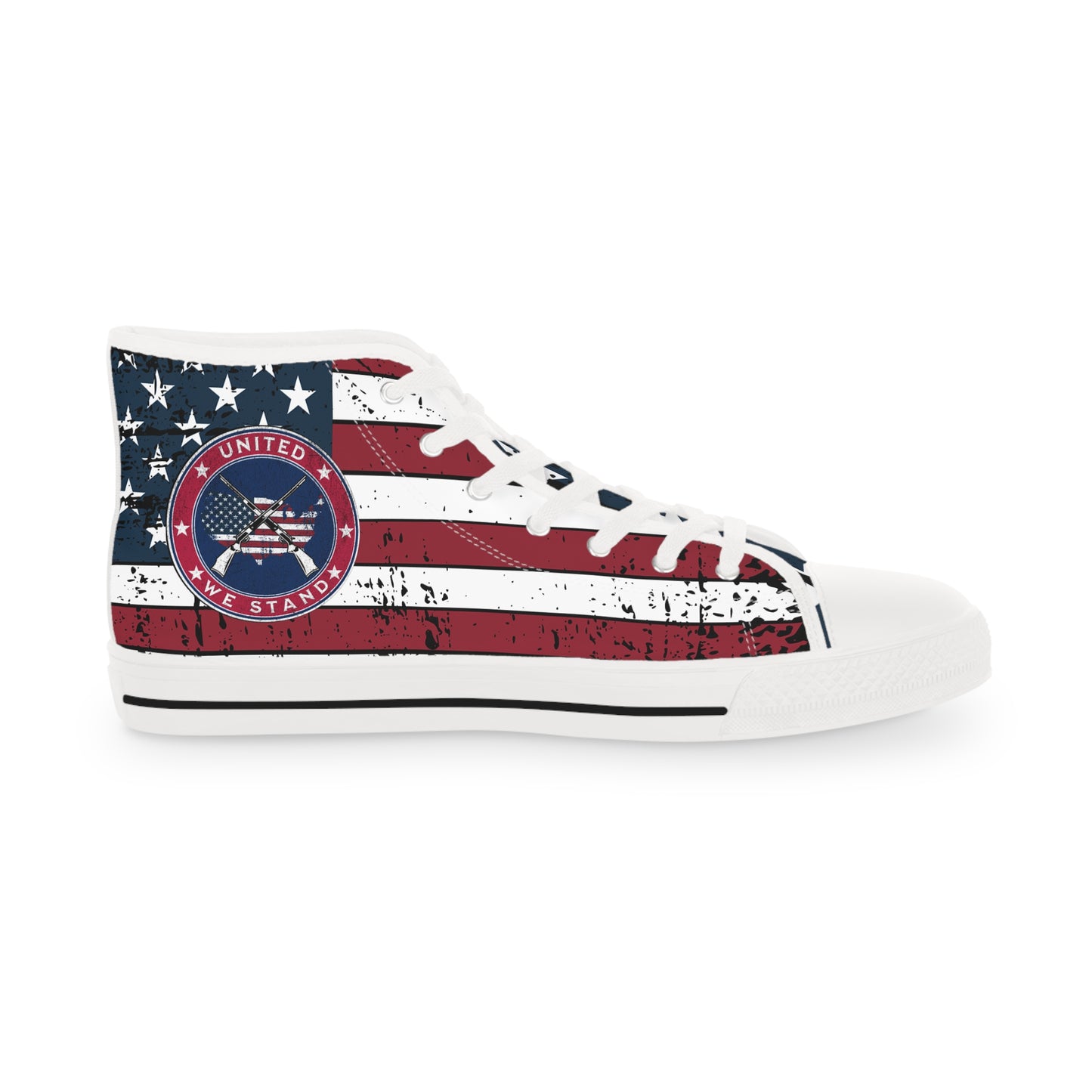Patriotic "United We Stand" Men's High Top Sneakers