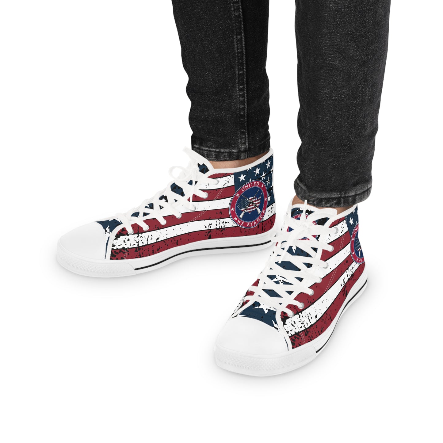 Patriotic "United We Stand" Men's High Top Sneakers