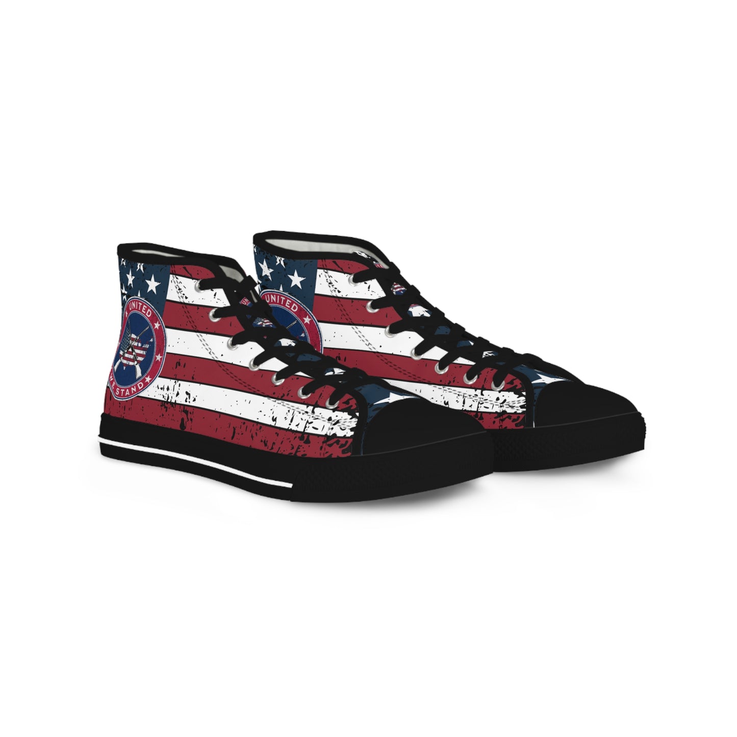 Patriotic "United We Stand" Men's High Top Sneakers