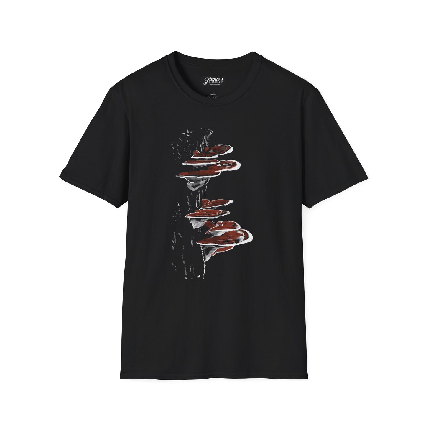 "Reishi Mushrooms" Jamie's Hand-Drawn Mushroom Collection Chic Unisex Softstyle T-Shirt, Trendy Graphic Tee, Casual Wear, Perfect Gift for Any Occasion, Suitable for All Ages