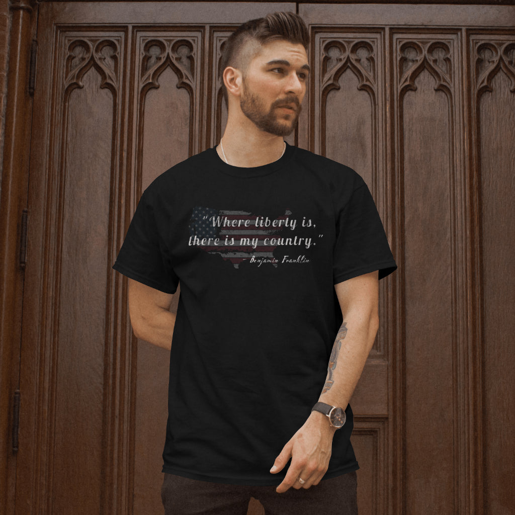 Liberty Quote Patriotic USA Flag Tee