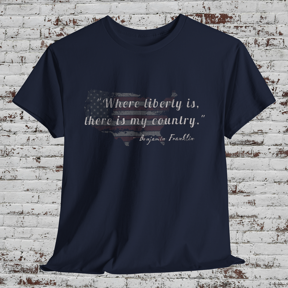 Liberty Quote Patriotic USA Flag Tee