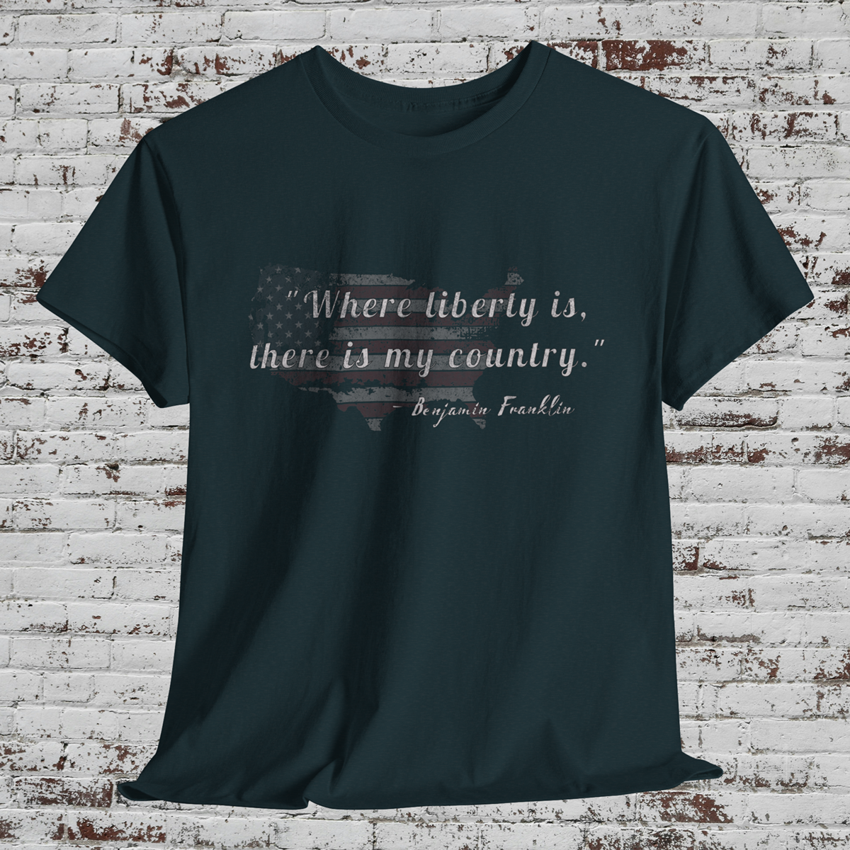 Liberty Quote Patriotic USA Flag Tee