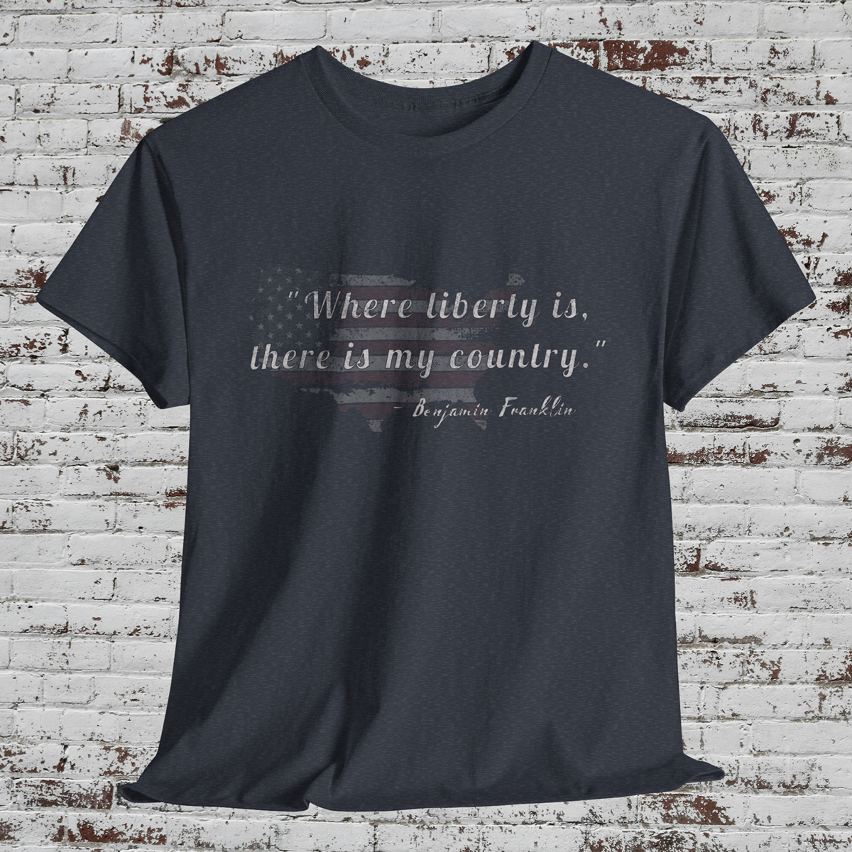 Liberty Quote Patriotic USA Flag Tee