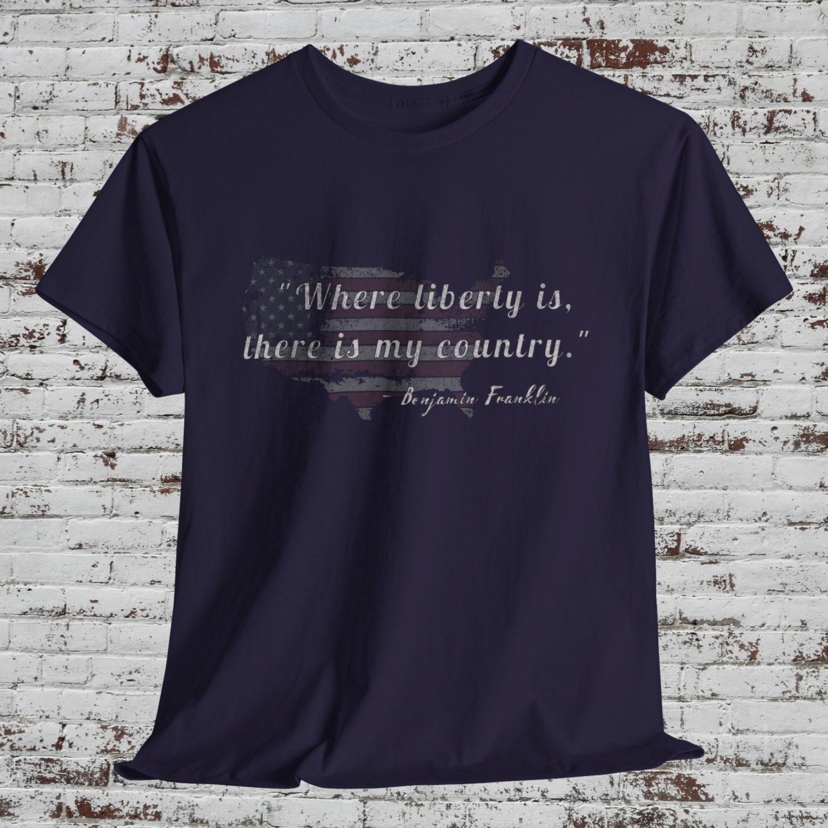 Liberty Quote Patriotic USA Flag Tee