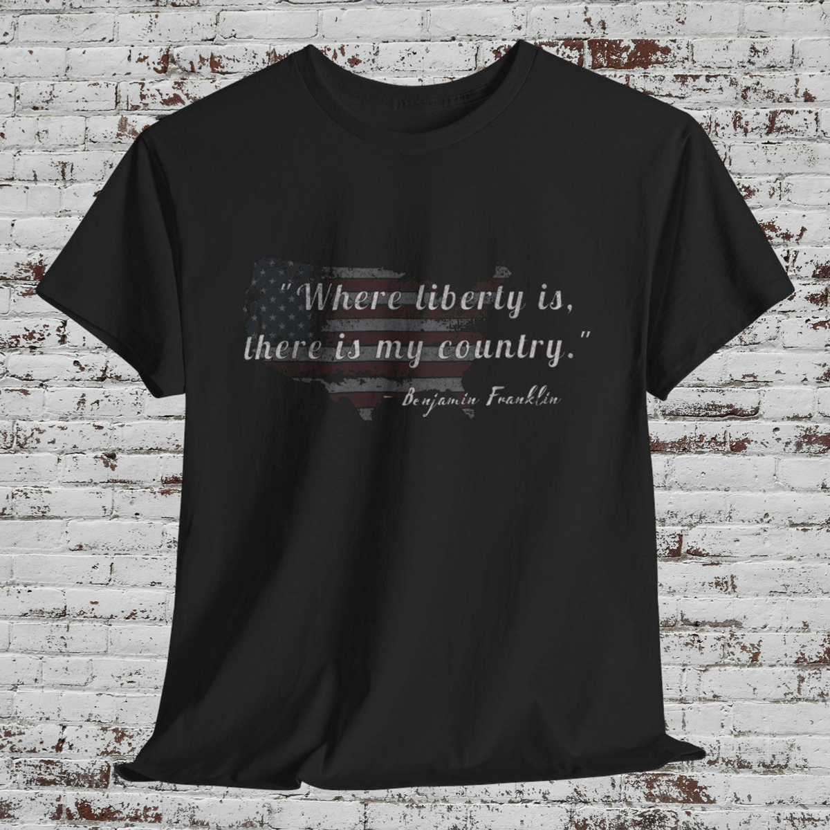 Liberty Quote Patriotic USA Flag Tee