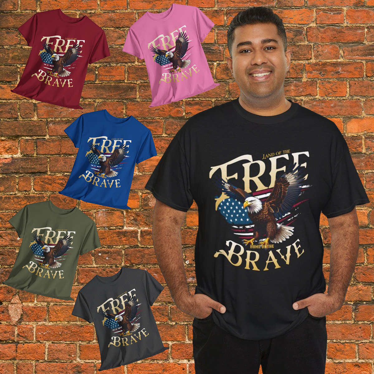 Land of the Free, Home of the Brave Eagle Flag Tee