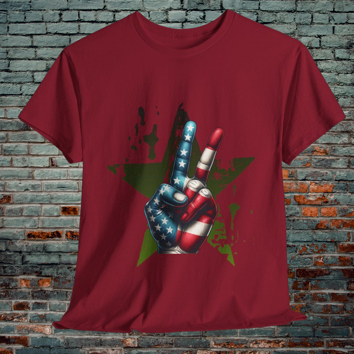 Graphic Tee Peace Sign American Flag