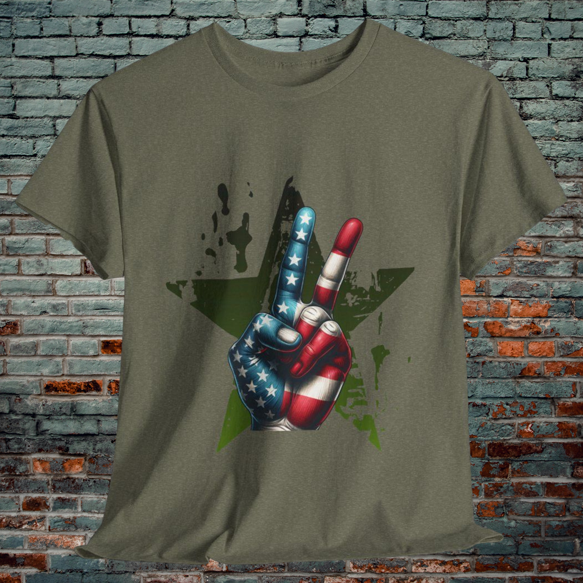 Graphic Tee Peace Sign American Flag