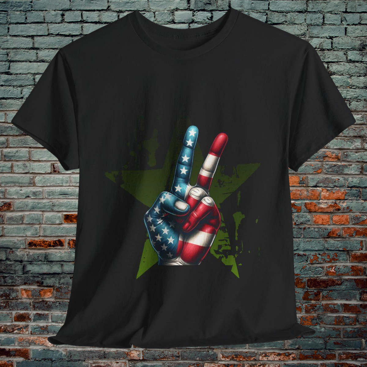 Graphic Tee Peace Sign American Flag
