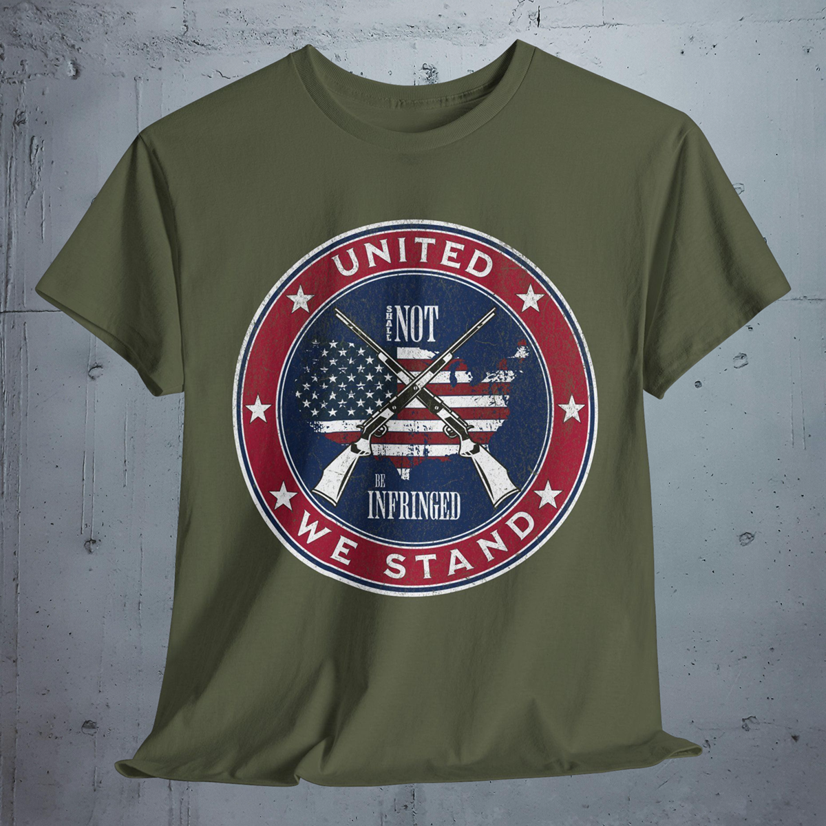 Grunge American Flag "United We Stand" & "Shall Not Be Infringed" Tee