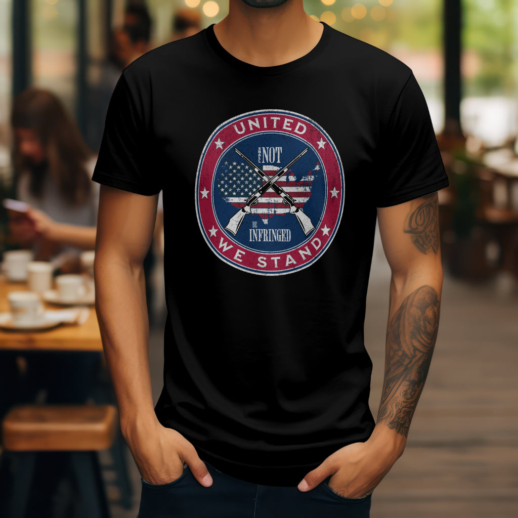 Grunge American Flag "United We Stand" & "Shall Not Be Infringed" Tee