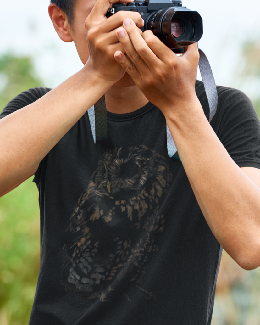 Jamie's Hand-Drawn Collection "Cute Brown Owl" Unisex Soft-Style Tee Shirt