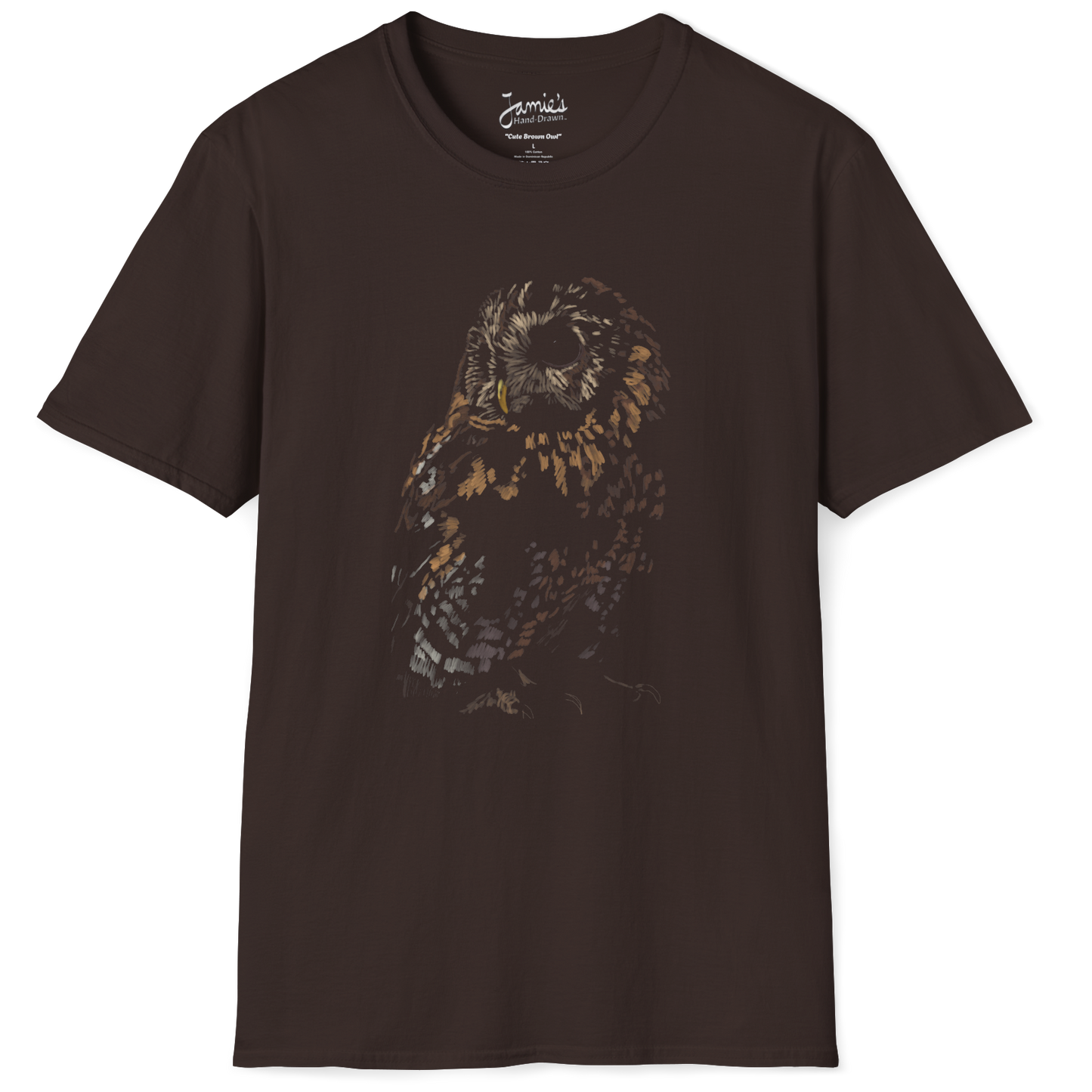 Jamie's Hand-Drawn Collection "Cute Brown Owl" Unisex Soft-Style Tee Shirt