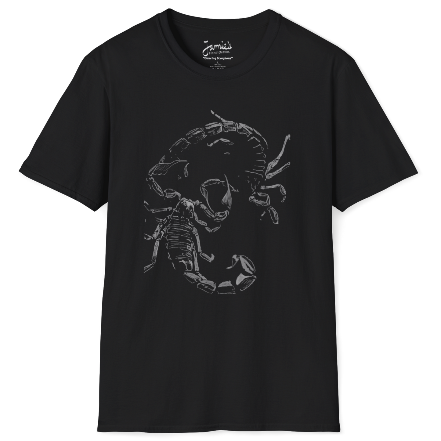 Jamie's Hand-Drawn Collection "Dancing Scorpions" Unisex Soft-Style Tee Shirt