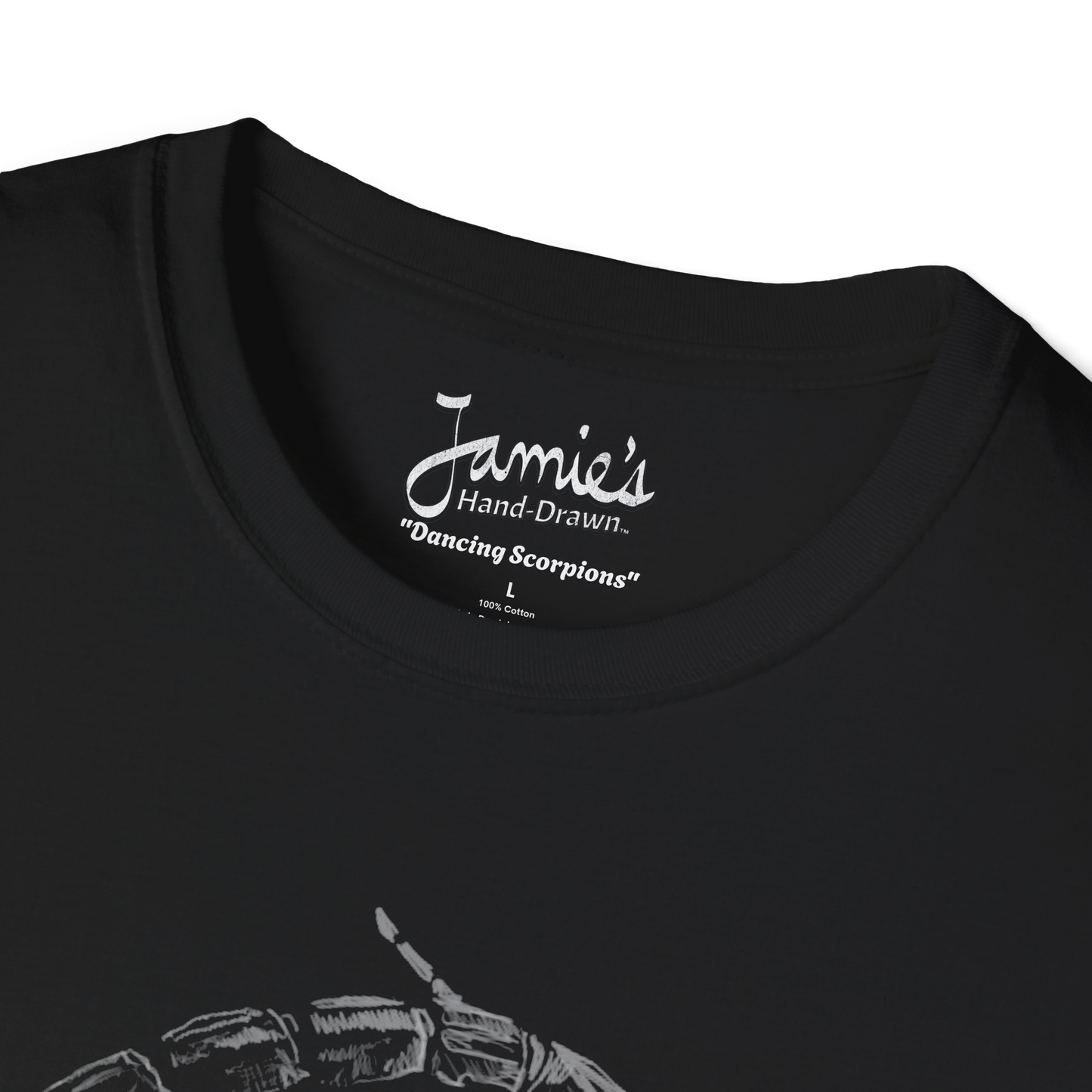 Jamie's Hand-Drawn Collection "Dancing Scorpions" Unisex Soft-Style Tee Shirt