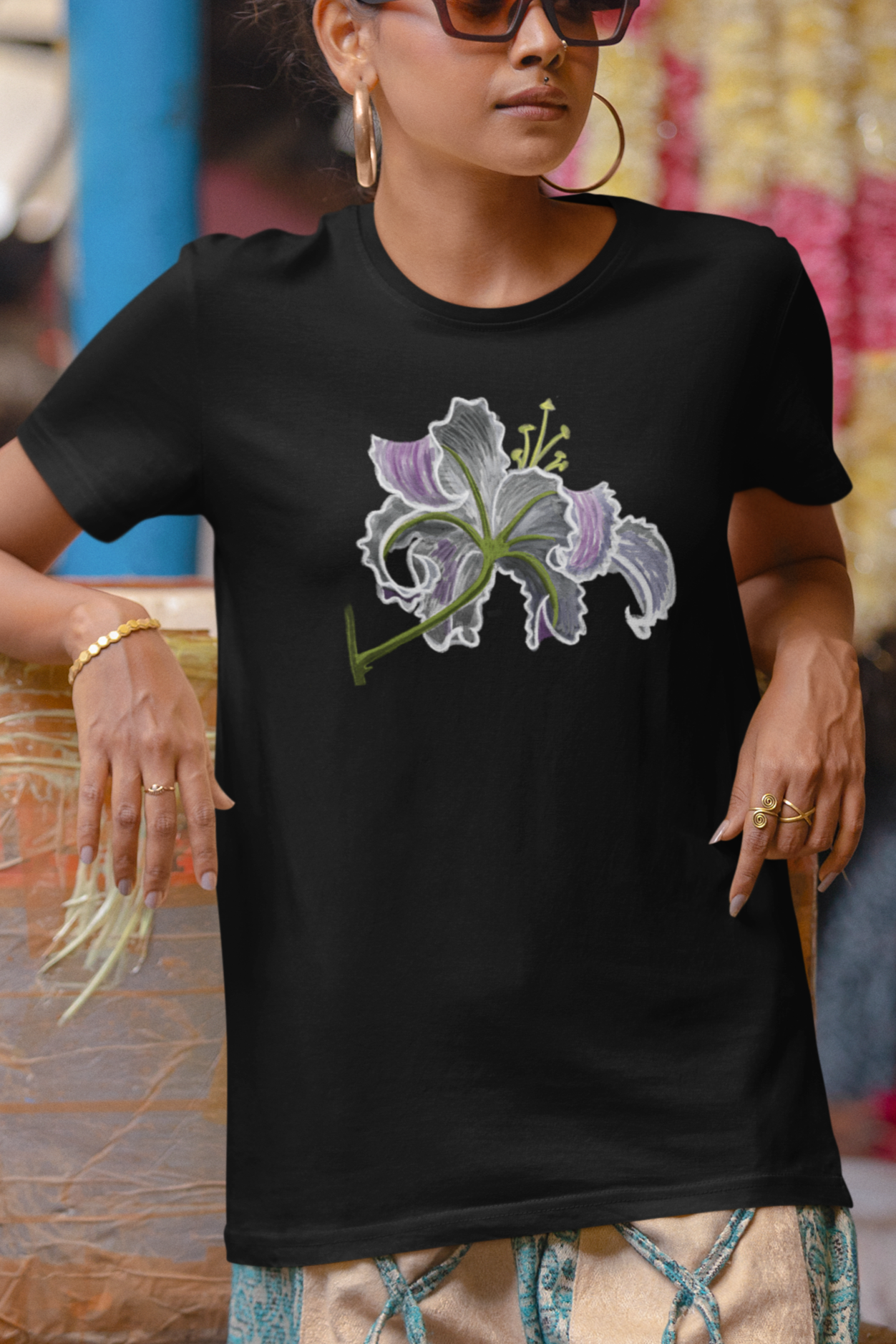 Jamie's Hand-Drawn Collection "Lily Blossom" Unisex Tee Shirt