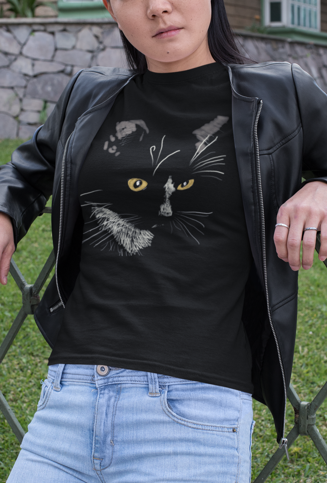Jamie's Hand-Drawn Collection "Sister Cat" Unisex Tee Shirt