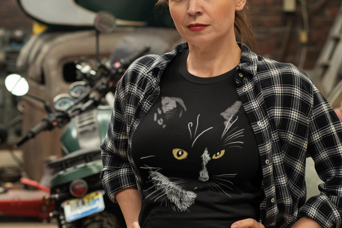 Jamie's Hand-Drawn Collection "Sister Cat" Unisex Tee Shirt