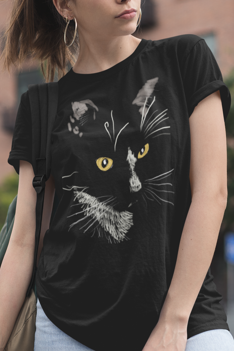 Jamie's Hand-Drawn Collection "Sister Cat" Unisex Tee Shirt