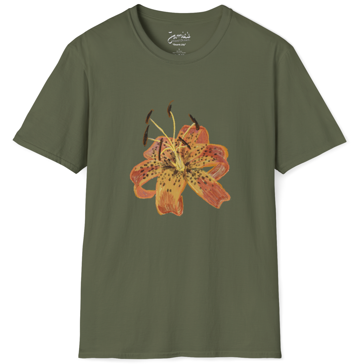 Jamie's Hand-Drawn Collection "Ozark Lily" Unisex Soft-Style Tee Shirt