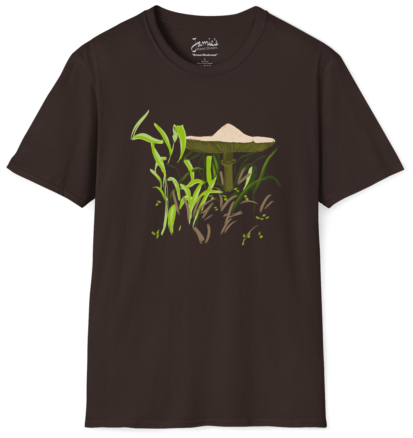 Jamie's Hand-Drawn Collection "Brown Mushroom" Unisex Softstyle Tee Shirt