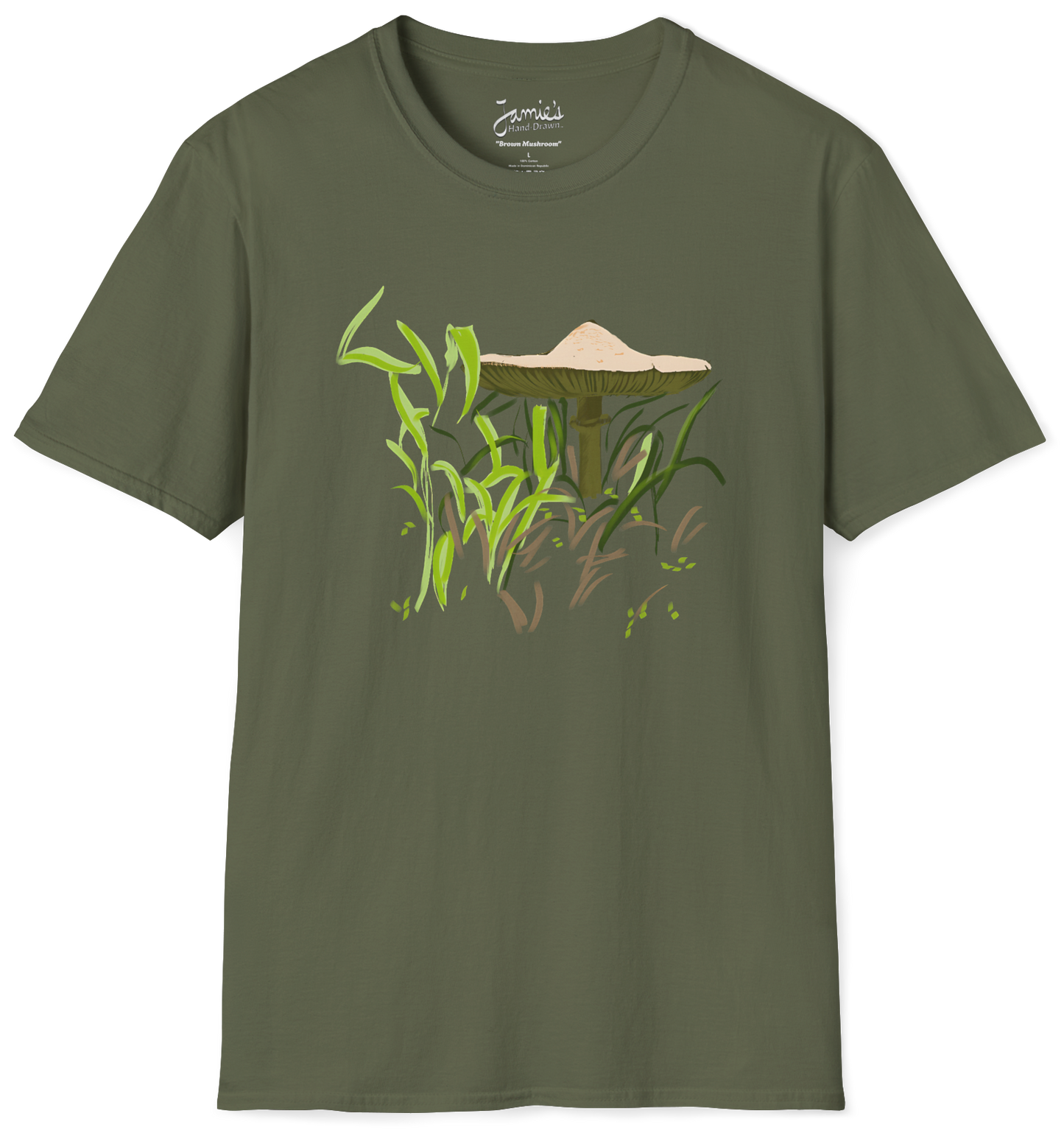 Jamie's Hand-Drawn Collection "Brown Mushroom" Unisex Softstyle Tee Shirt