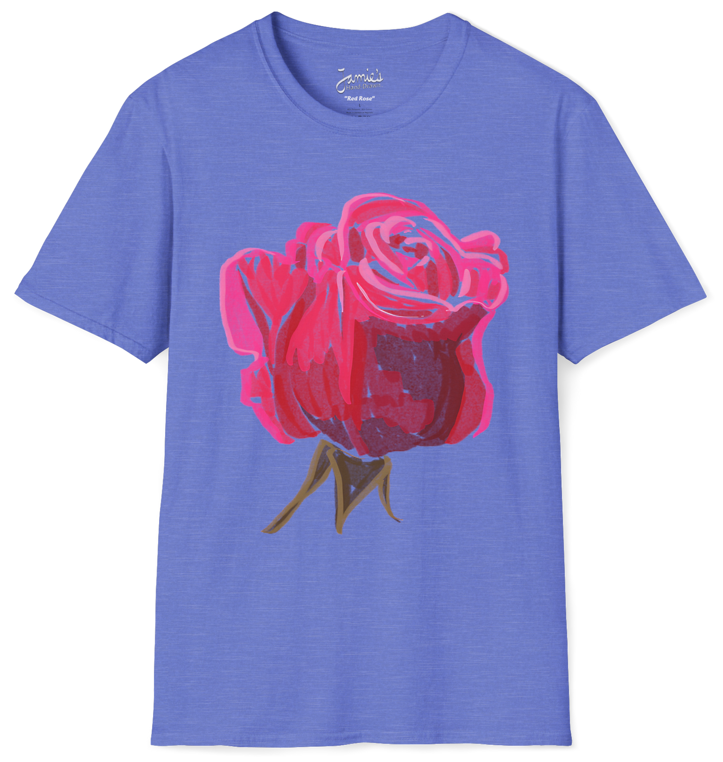 Jamie's Hand-Drawn Collection "Red Rose" Unisex Soft-Style Tee Shirt