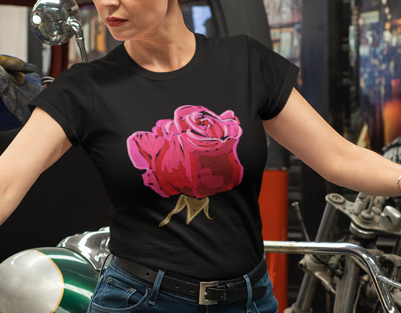 Jamie's Hand-Drawn Collection "Red Rose" Unisex Soft-Style Tee Shirt