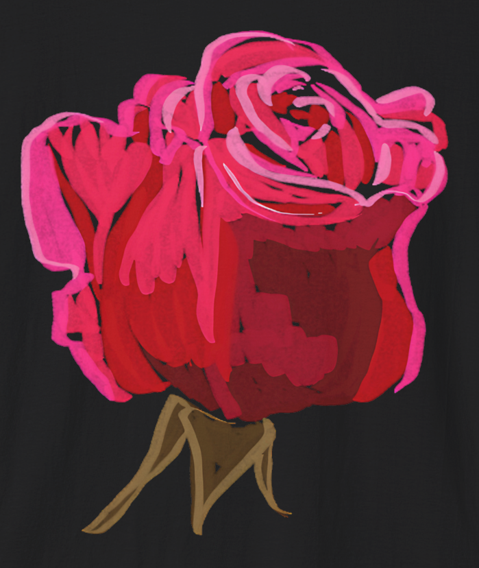Jamie's Hand-Drawn Collection "Red Rose" Unisex Soft-Style Tee Shirt