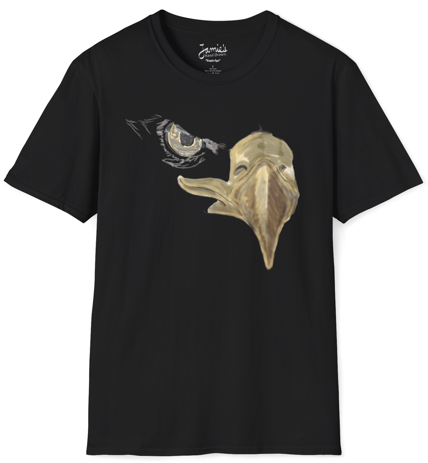 Jamie's Hand-Drawn Collection "American Eagle Eye" Unisex Soft-Style Tee Shirt