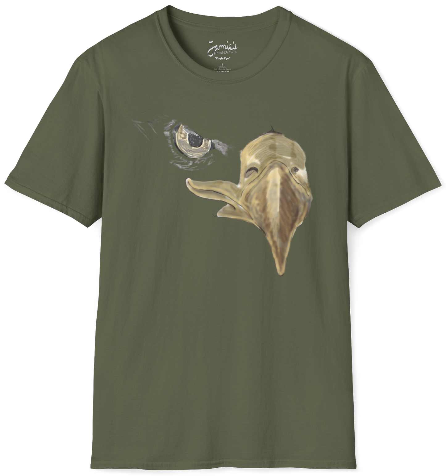 Jamie's Hand-Drawn Collection "American Eagle Eye" Unisex Soft-Style Tee Shirt