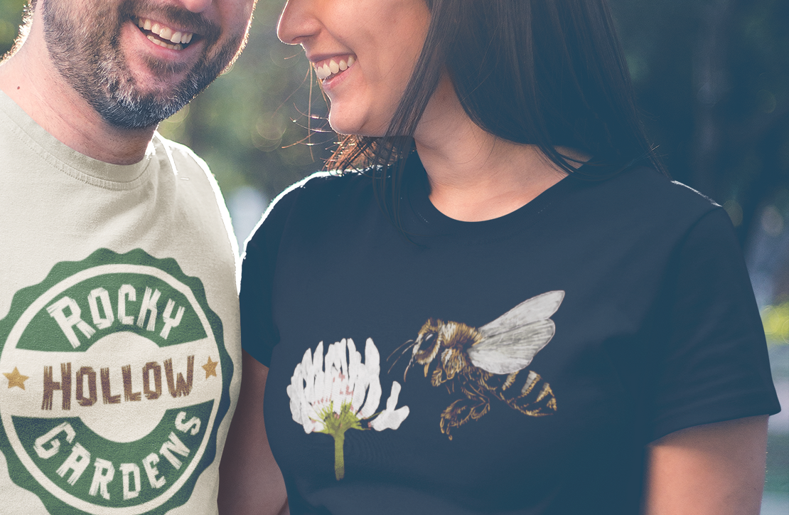 Jamie's Hand-Drawn Collection "Honey Bee on a White Clover" Unisex Soft-Style Tee Shirt