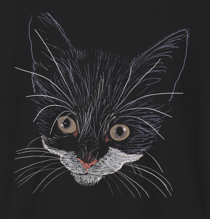 Jamie's Hand-Drawn Collection "Grey Eyed Kitty" Unisex Soft-Style Tee Shirt