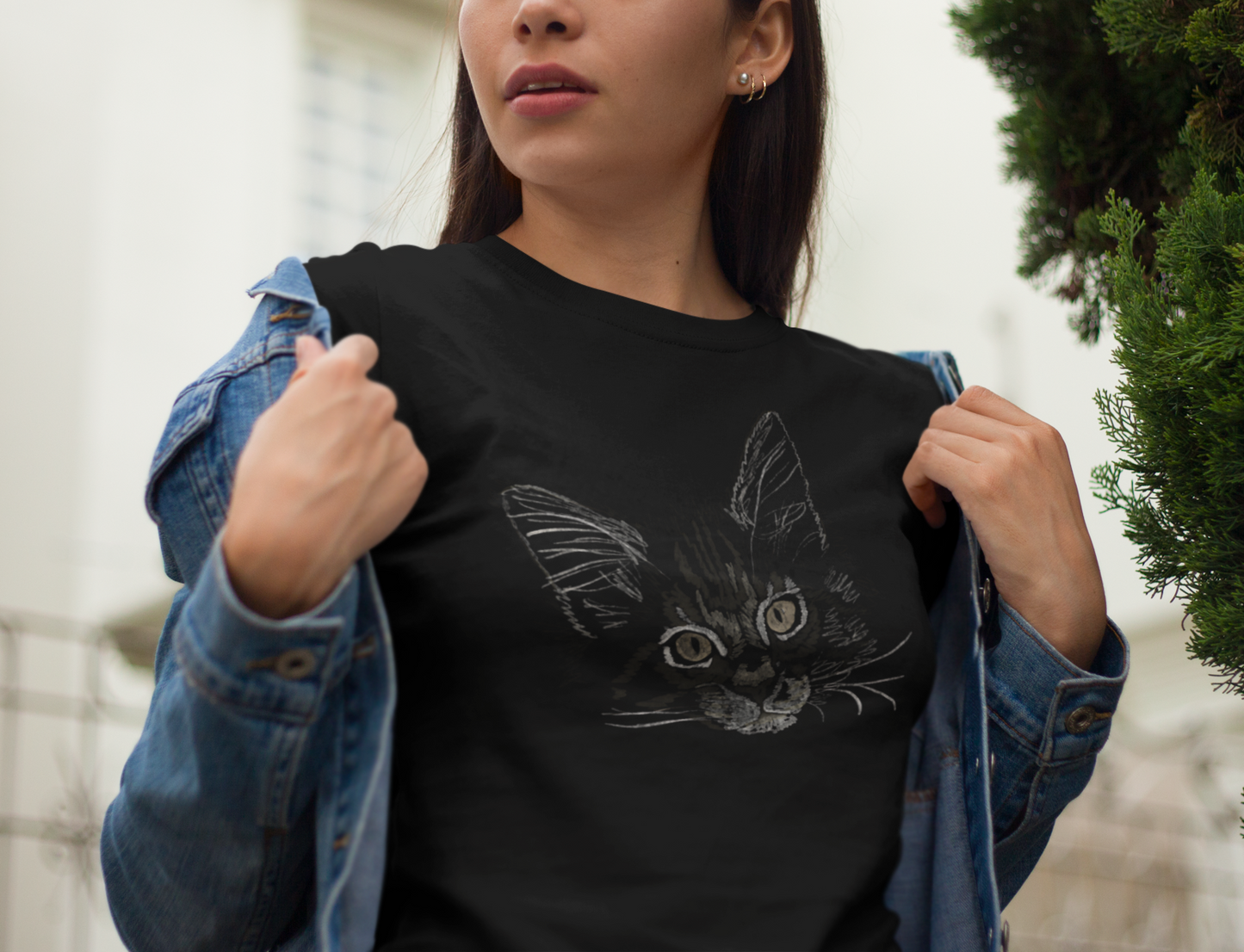 Jamie's Hand-Drawn Collection "Lazy Cat" Unisex Soft-Style Tee Shirt