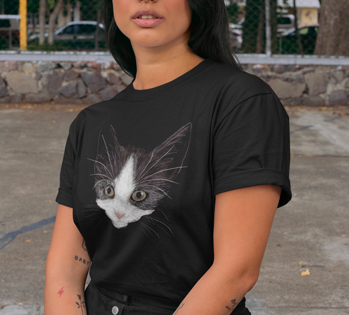 Jamie's Hand-Drawn Collection "Royal the Cat" Unisex Soft-Style Tee Shirt