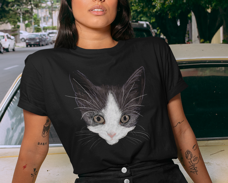 Jamie's Hand-Drawn Collection "Royal the Cat" Unisex Soft-Style Tee Shirt
