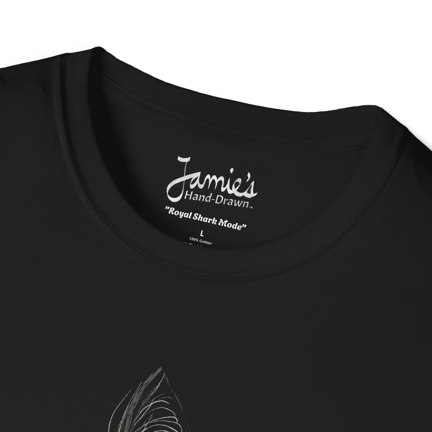 Jamie's Hand-Drawn Collection "Royal Shark Mode" Unisex Soft-Style Tee Shirt