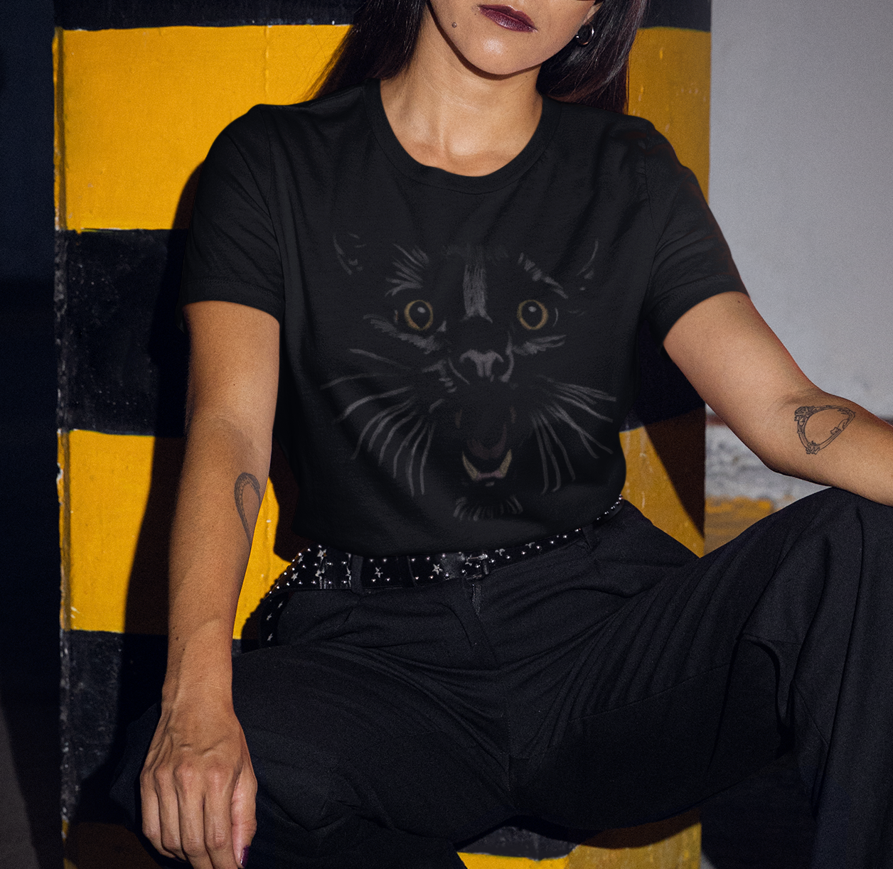 Jamie's Hand-Drawn Collection "Vampurr Shadow" Unisex Soft-Style Tee Shirt