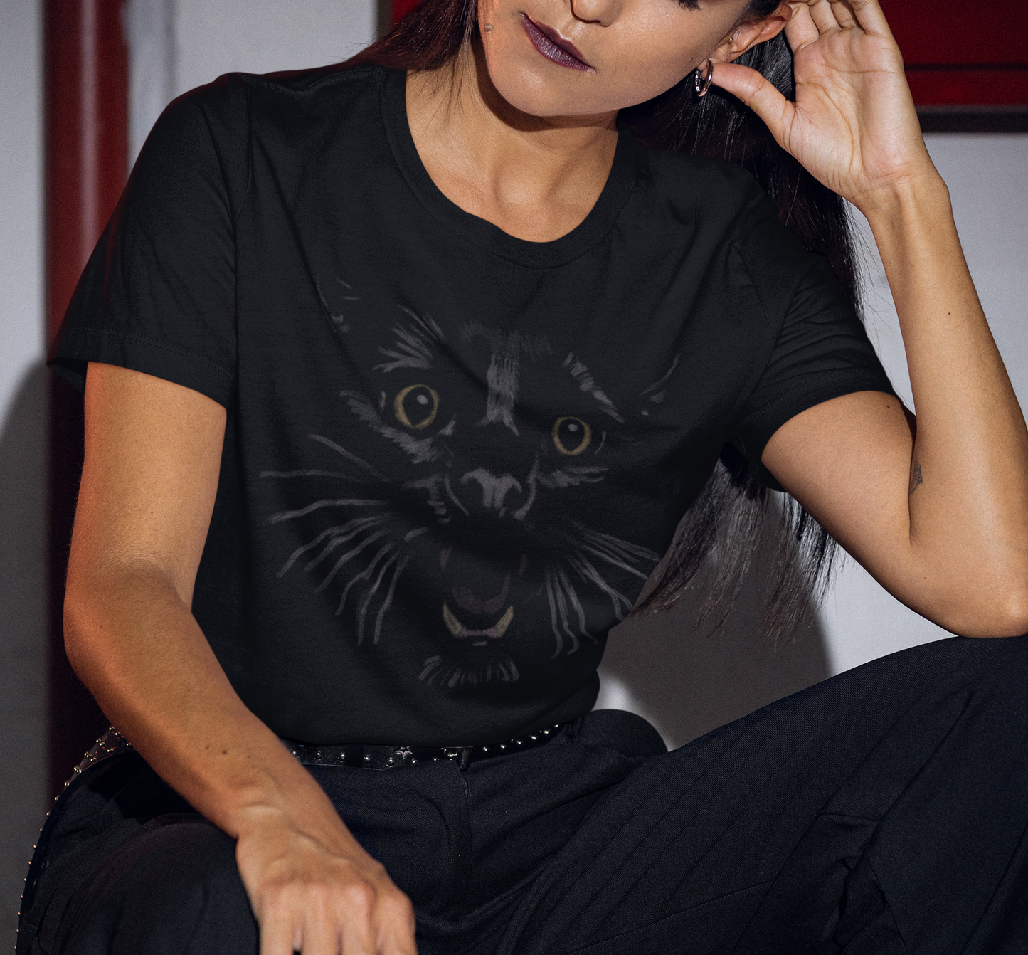Jamie's Hand-Drawn Collection "Vampurr Shadow" Unisex Soft-Style Tee Shirt