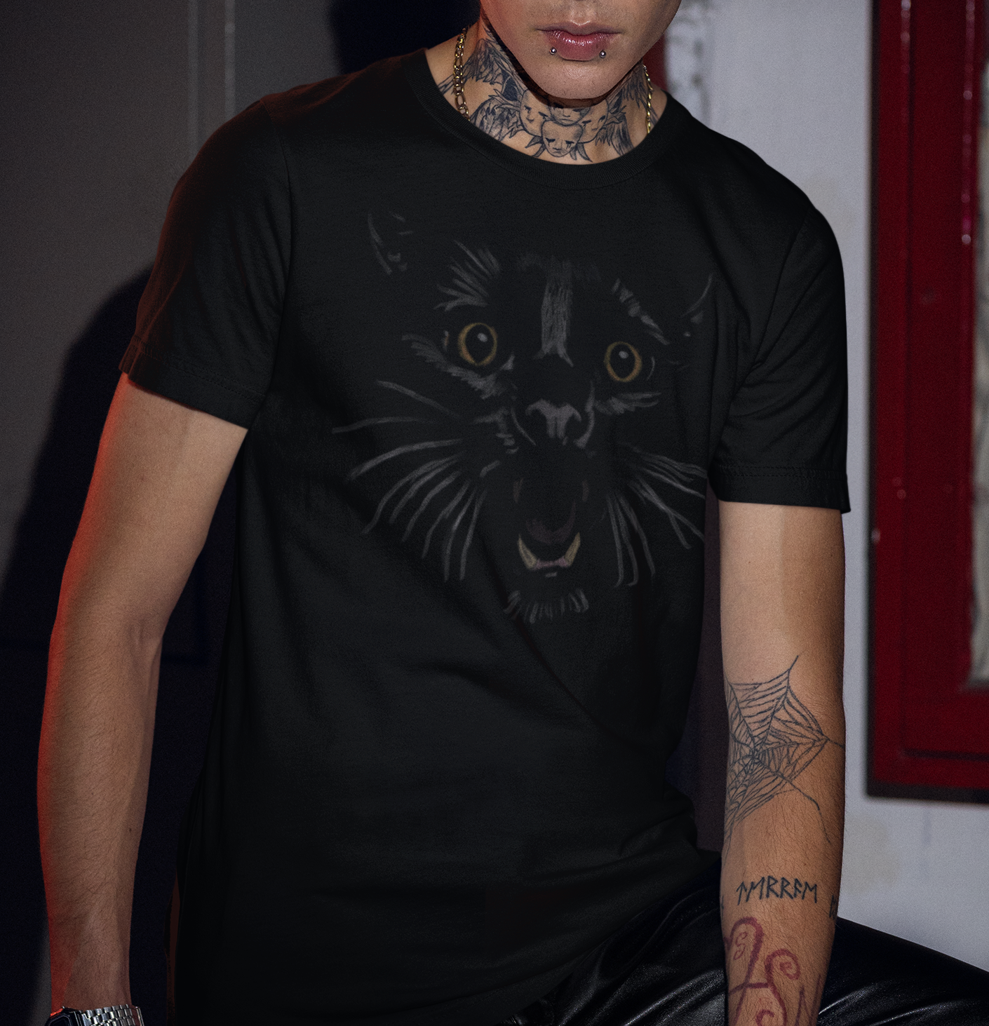 Jamie's Hand-Drawn Collection "Vampurr Shadow" Unisex Soft-Style Tee Shirt