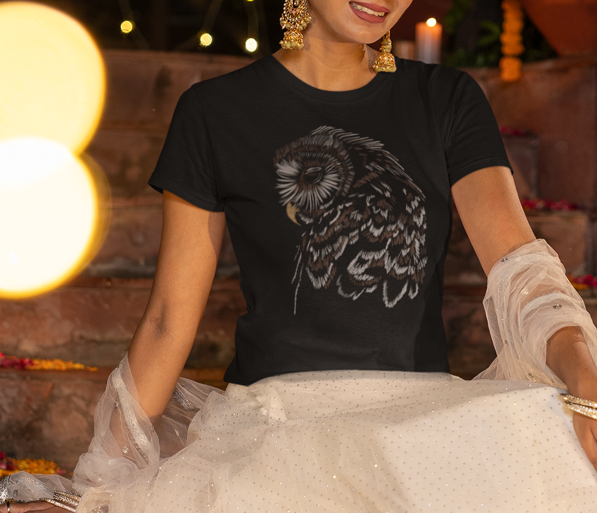 Jamie's Hand-Drawn Collection "An Owl's Sorrow" Unisex Soft-Style Tee Shirt