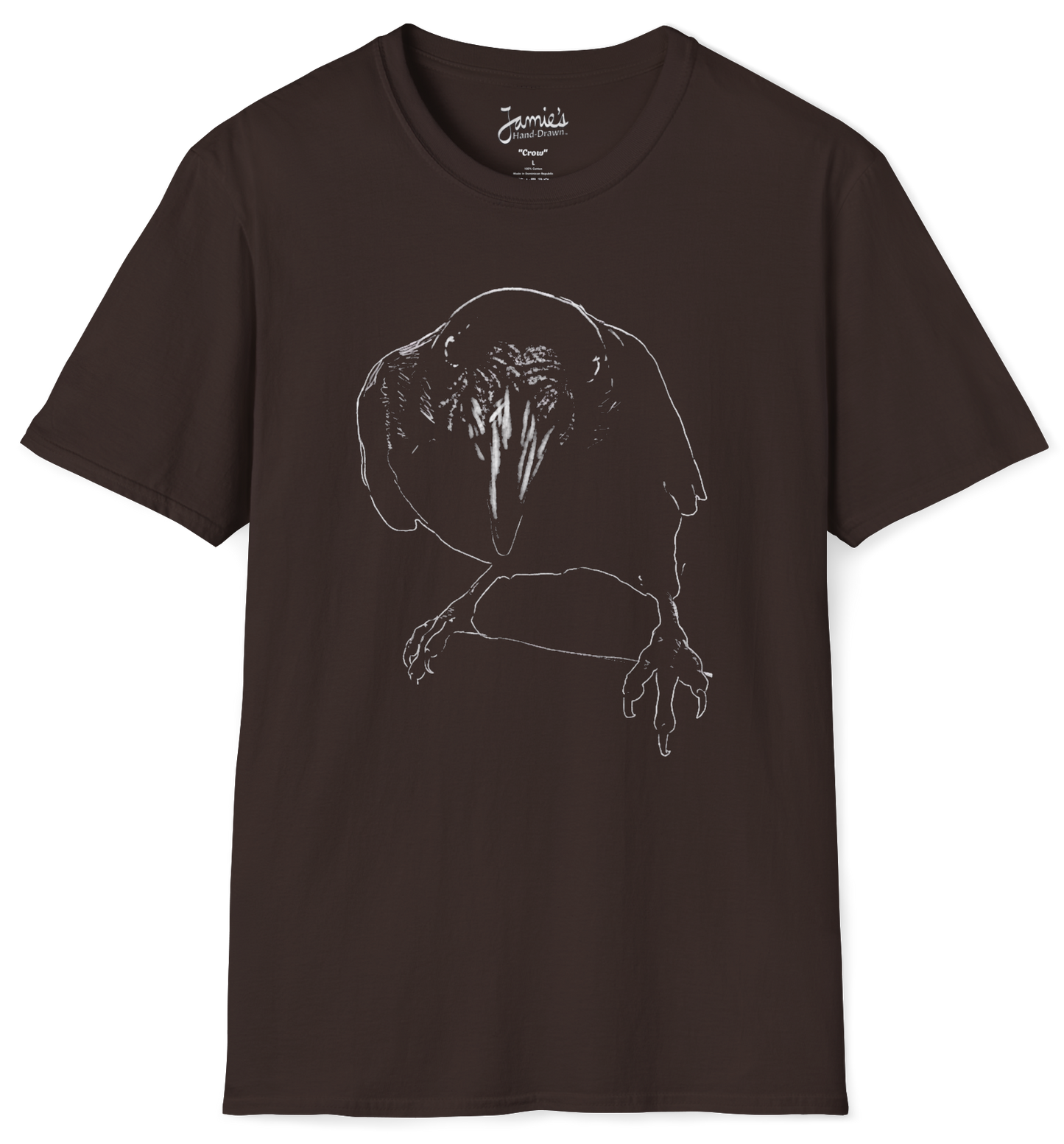Jamie's Hand-Drawn Collection "Crow" Unisex Soft-Style Tee Shirt