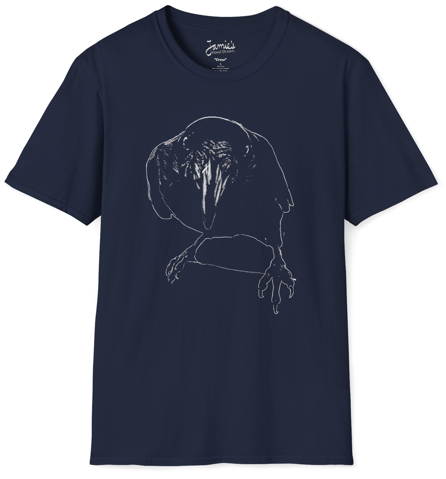 Jamie's Hand-Drawn Collection "Crow" Unisex Soft-Style Tee Shirt