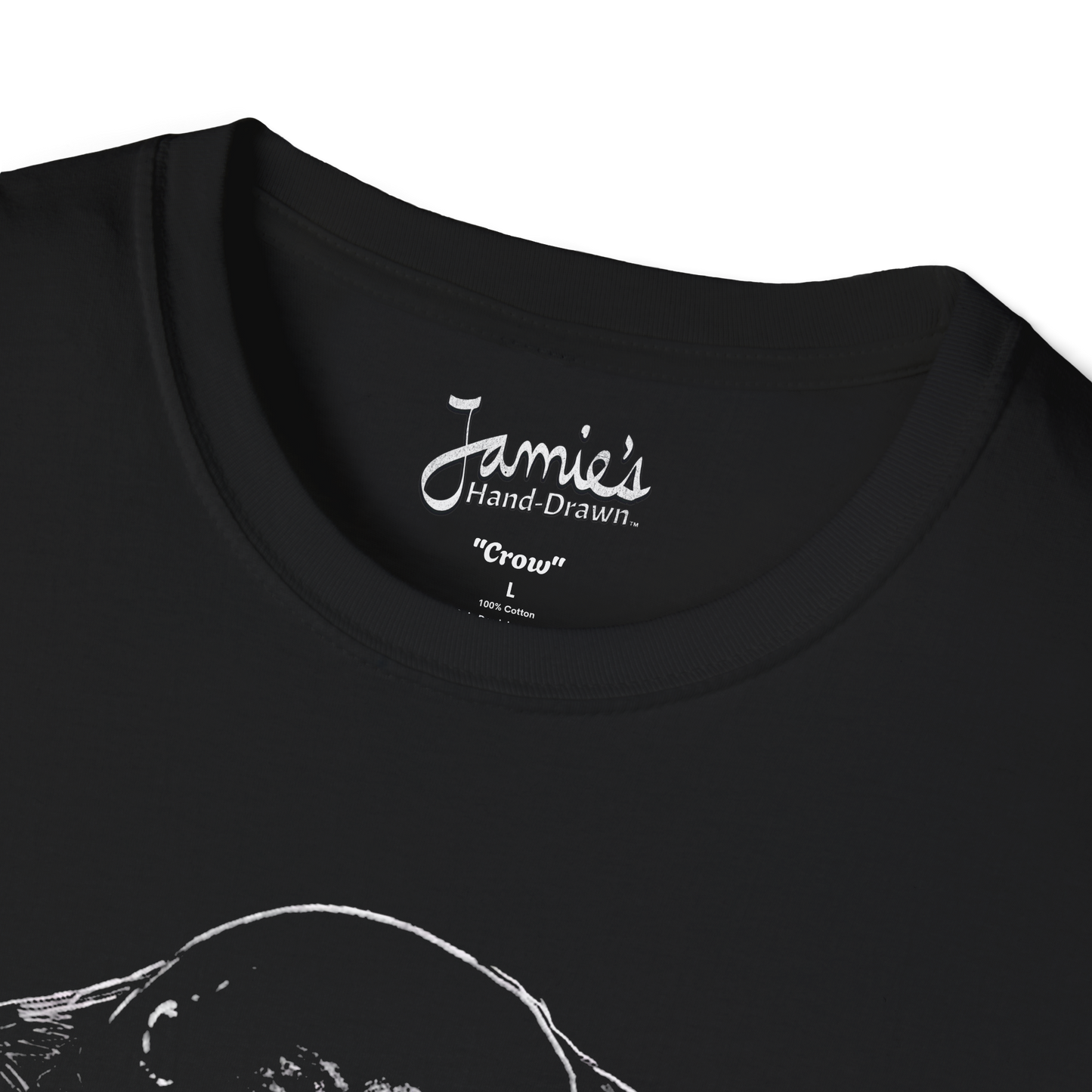 Jamie's Hand-Drawn Collection "Crow" Unisex Soft-Style Tee Shirt