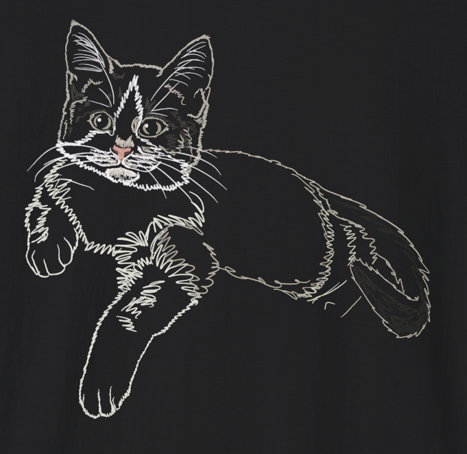 Jamie's Hand-Drawn Collection "Cat Lounging" Unisex Soft-Style Tee Shirt